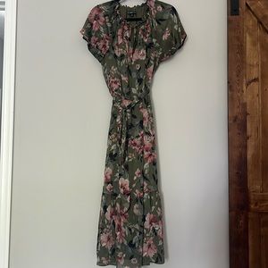 MIDI dress size 12 Olive Green flowered dress